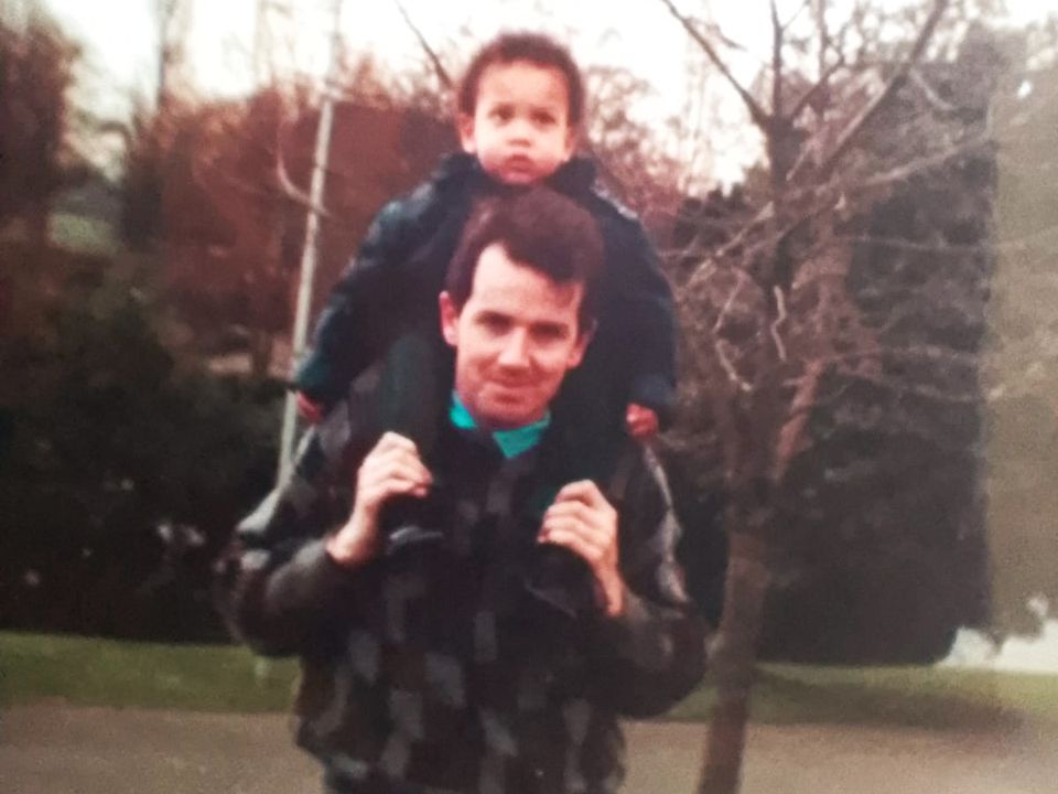 Nico Reynolds as a child with dad Andrew